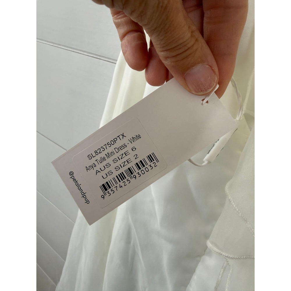 NWT Petal & Pup Anya White Halter Open Back Tulle Mini Dress Bridal US 2 - Picture 8 of 11